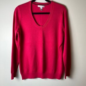 Banana Republic shell stitch, long sleeve sweater.  Hearth red, size XL